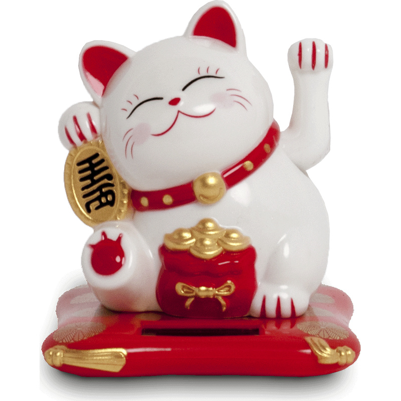EMRO AZIATICA Solar Lucky Cat White 7.5cm (Art.No 6095177)